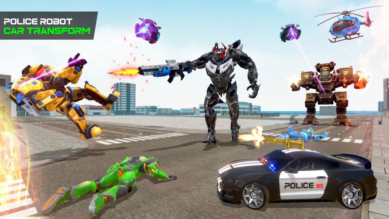 Flying Grand Police Car Transform Robot Games截图