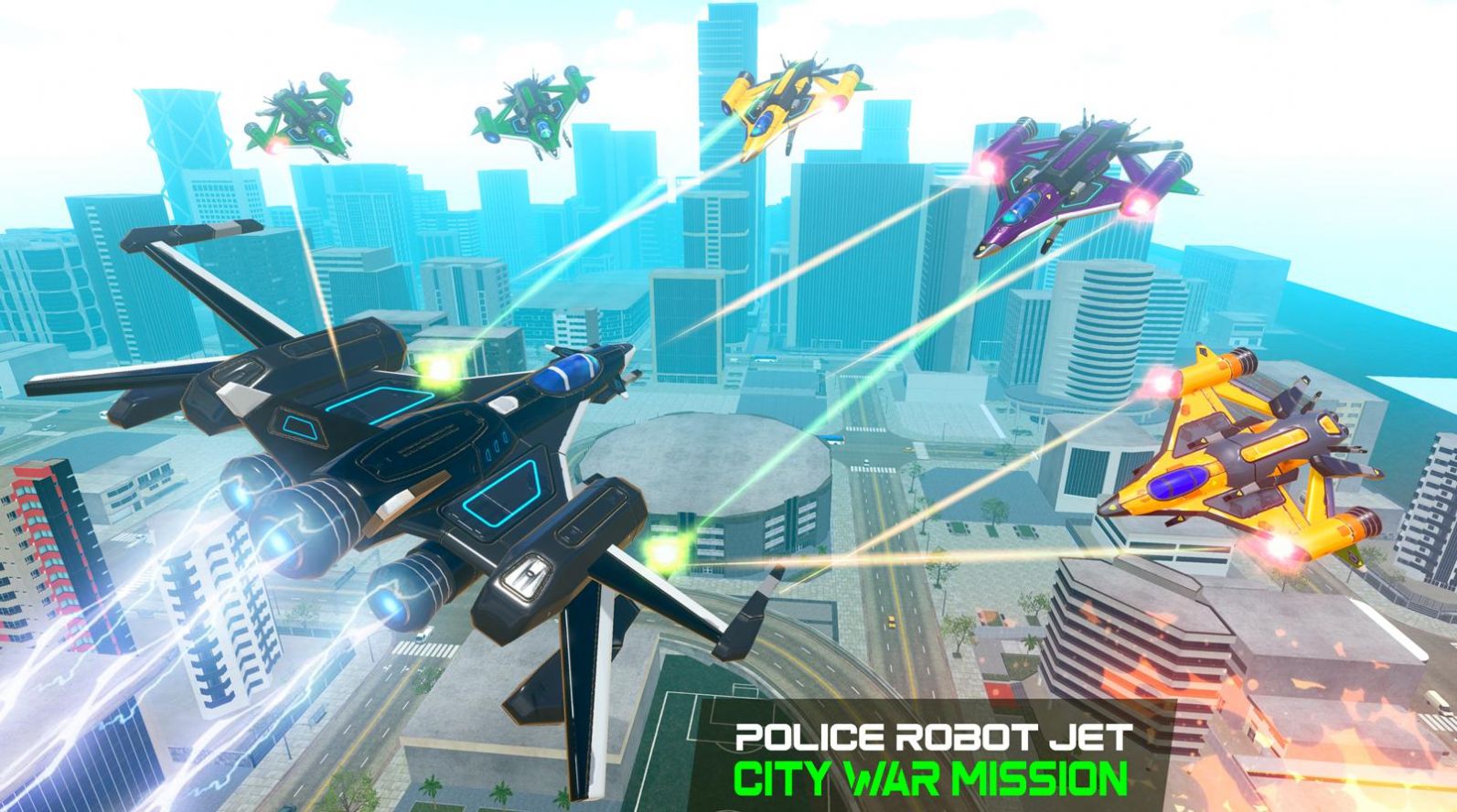 Flying Grand Police Car Transform Robot Games截图