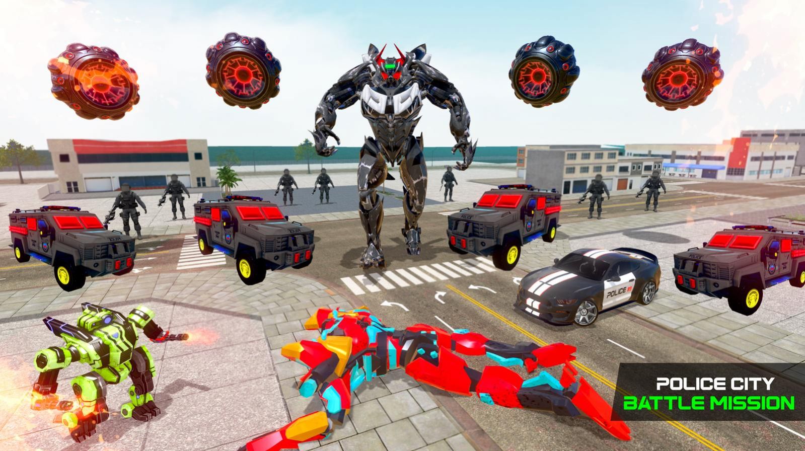 Flying Grand Police Car Transform Robot Games截图