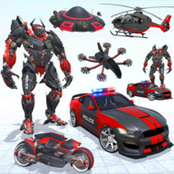 Flying Grand Police Car Transform Robot Games