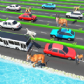 动物公路跳跃Animal Pets Traffic Highway Cross