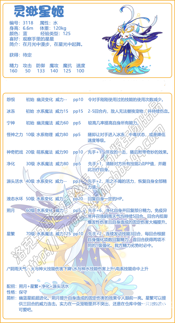 《洛克王国》灵渺星姬技能表图鉴