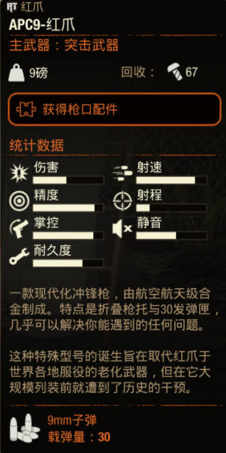 《腐烂国度2》武器 APC9-红爪怎么样