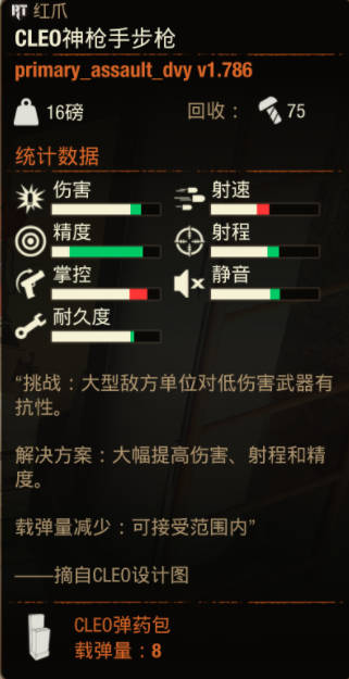 《腐烂国度2》武器 CLEO神射手步枪怎么样