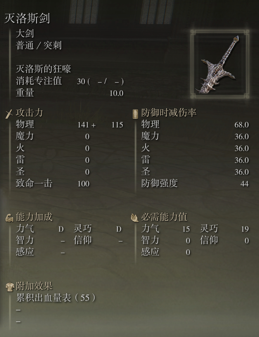 艾尔登法环灭洛斯剑武器图鉴