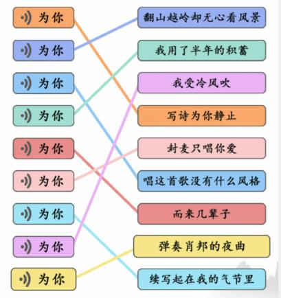 《文字成精》听曲连线1把为你配对歌词通关攻略