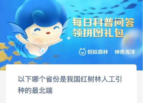 以下哪个省份是我国红树林人工引种的最北端