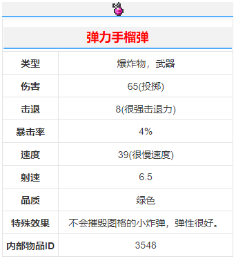 《泰拉瑞亚》弹力手榴弹武器介绍