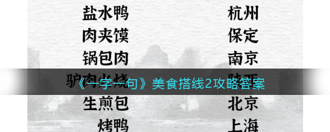 《一字一句》美食搭线2找到符合的对应名攻略答案