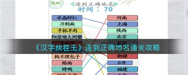 《汉字找茬王》连到正确地名通关攻略