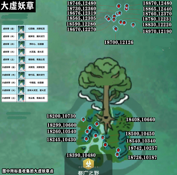 《创造与魔法》大虚妖草位置分布图大全