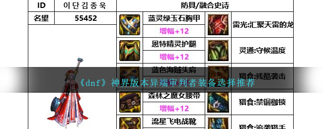 《dnf》神界版本异端审判者装备选择推荐