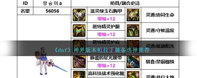 《dnf》神界版本帕拉丁装备选择推荐